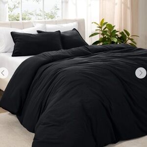NWT “BARE” Black Washed Microfiber Duvet Cover & Sham Set 🖤 KING/CAL KING